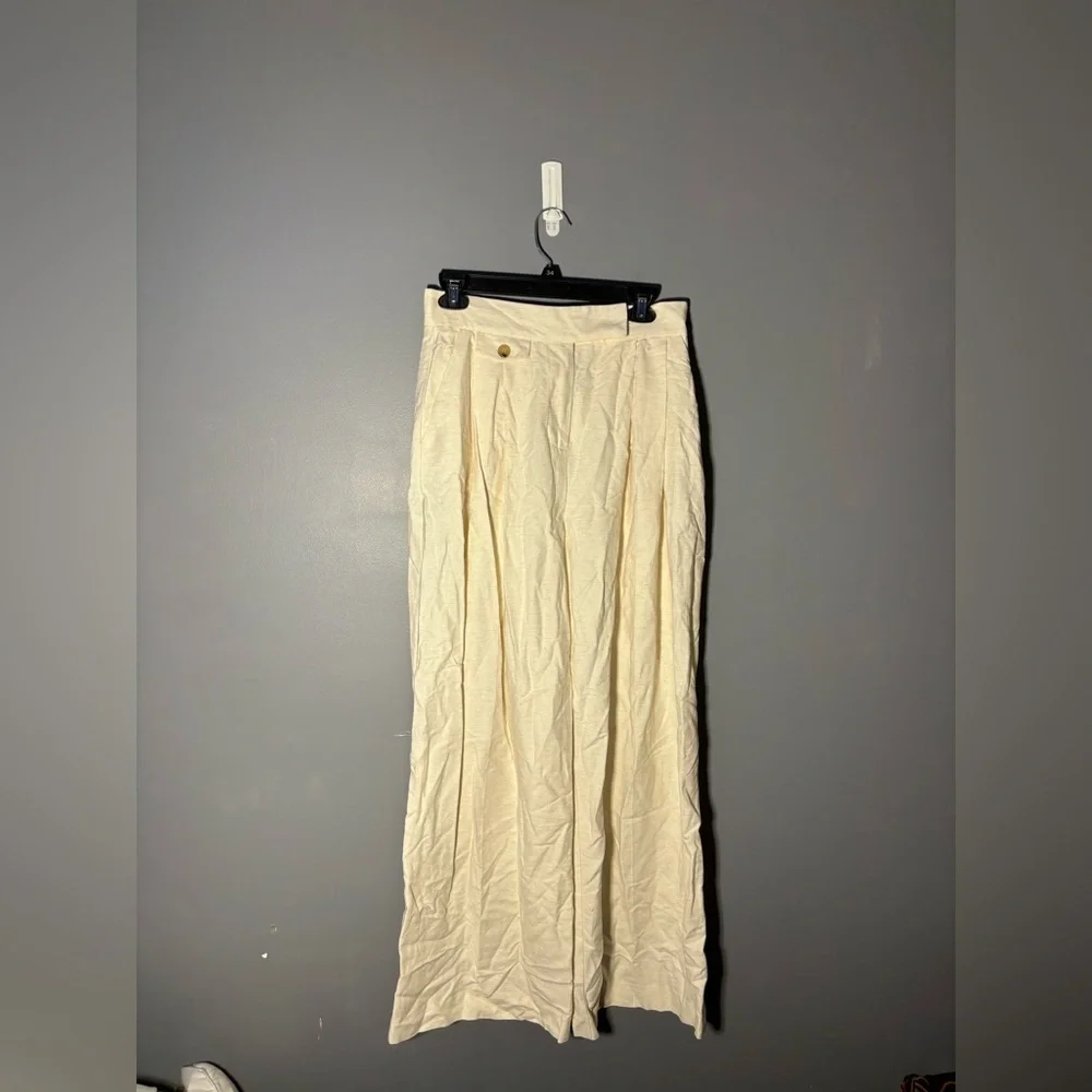 Stella et Suzie Cameron Wide Leg High Waist Linen Blend Pants Size EU 38